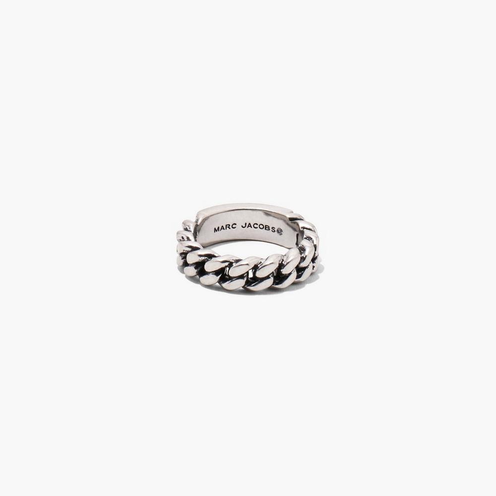 Anillos Marc Jacobs Barcode Monogram ID Chain Mujer Plateados | 16843RFCI