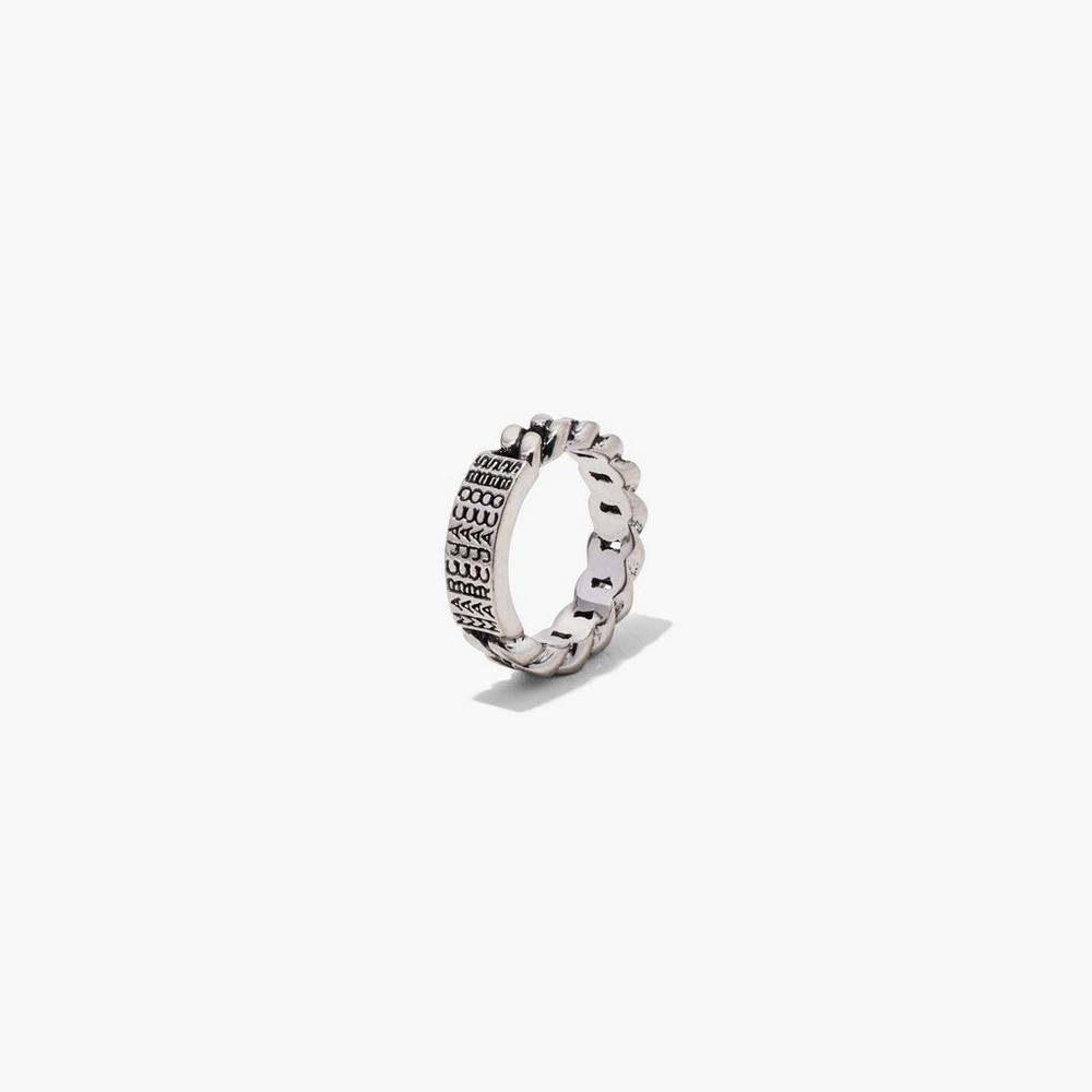 Anillos Marc Jacobs Barcode Monogram ID Chain Mujer Plateados | 16843RFCI