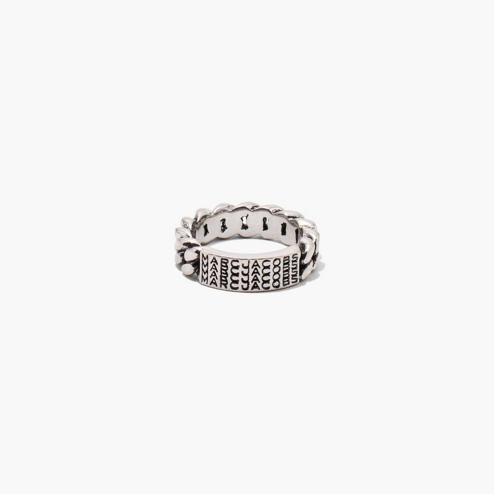 Anillos Marc Jacobs Barcode Monogram ID Chain Mujer Plateados | 16843RFCI