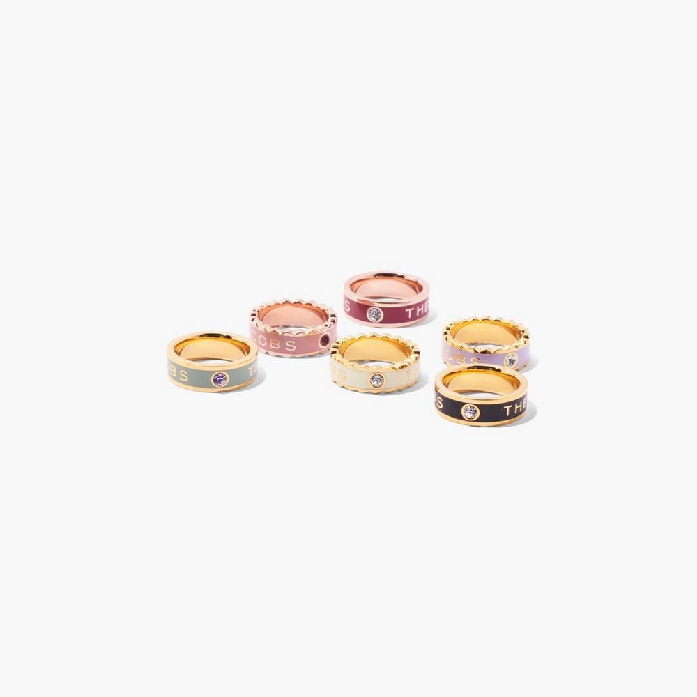 Anillos Marc Jacobs Medallion Mujer Negros Dorados | 01528NFPC