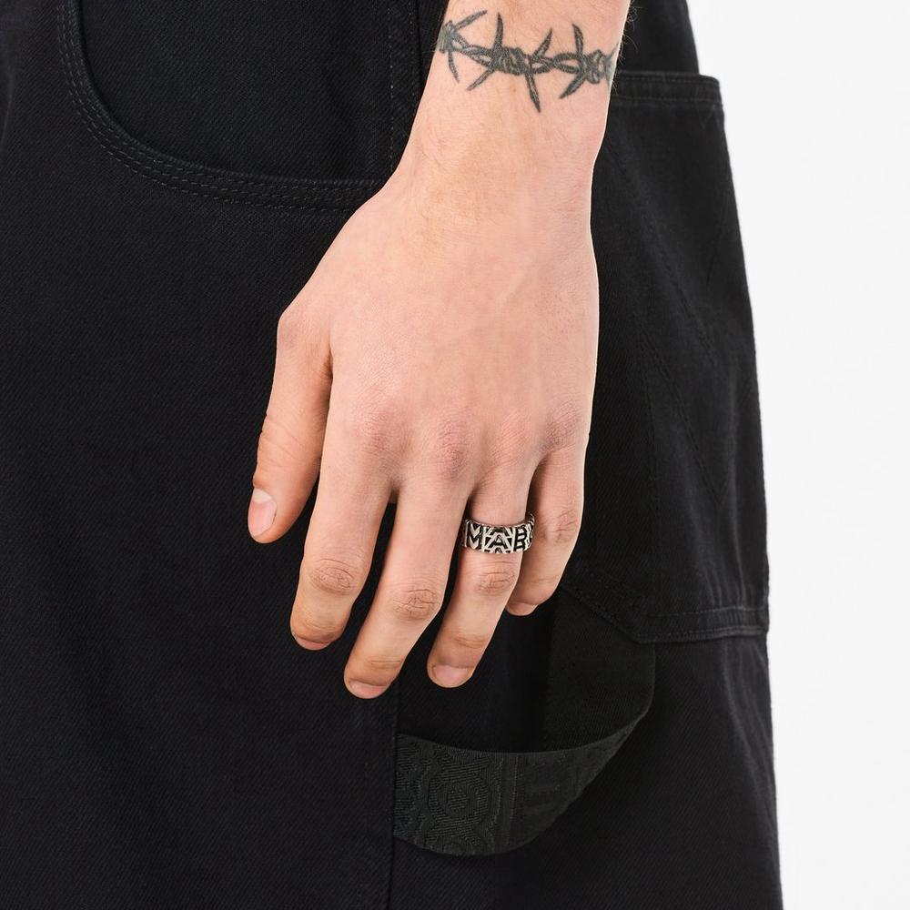 Anillos Marc Jacobs Monogram Engraved Mujer Plateados | 41579DHGP