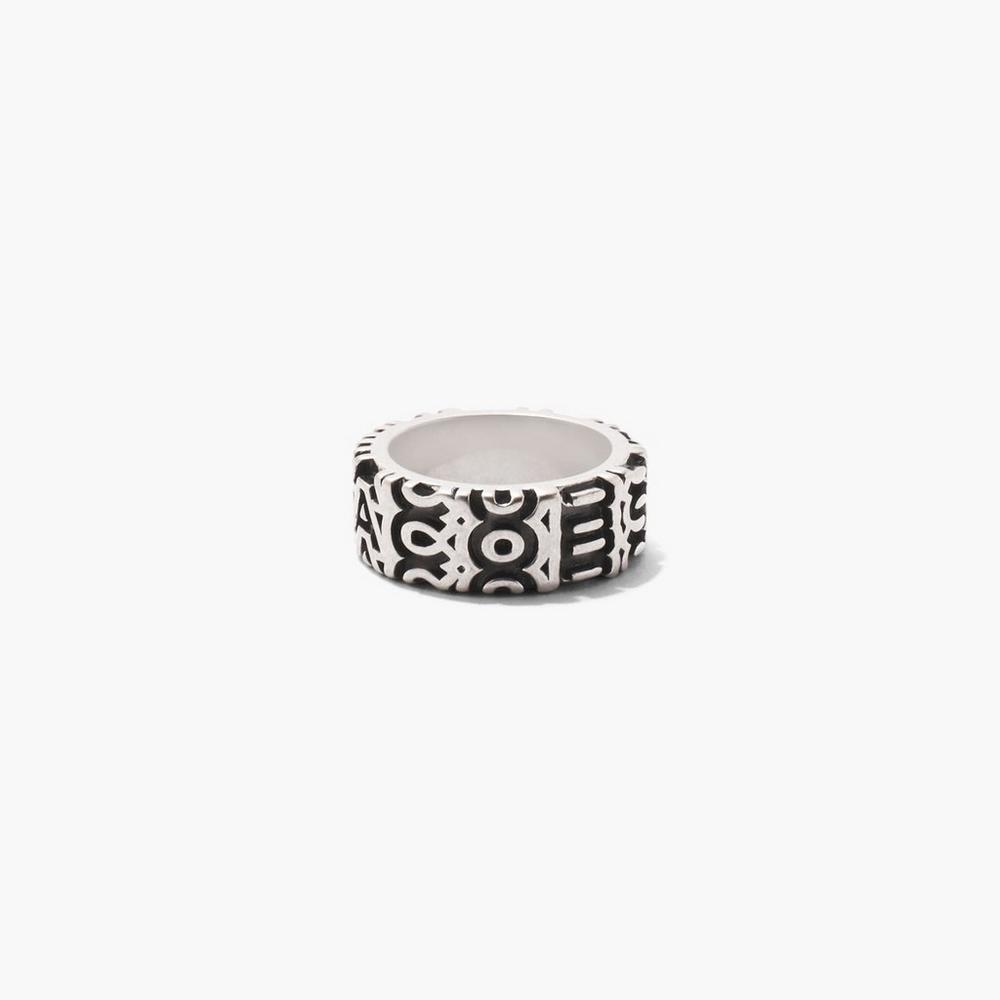 Anillos Marc Jacobs Monogram Engraved Mujer Plateados | 41579DHGP