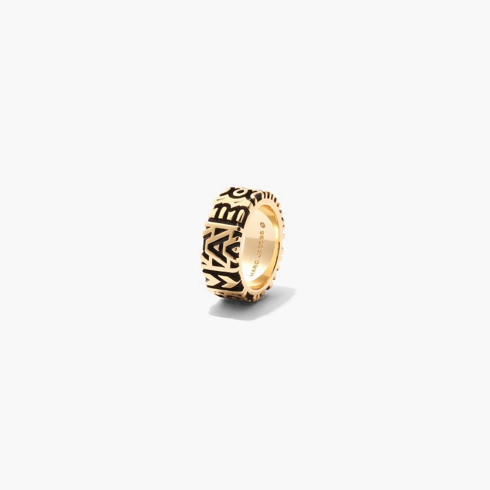 Anillos Marc Jacobs Monogram Engraved Mujer Dorados | 83769XNPW