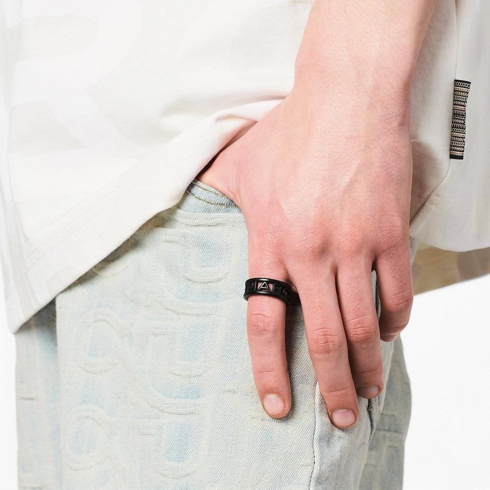 Anillos Marc Jacobs Monogram Logo DTM Mujer Negros | 46153OGJX