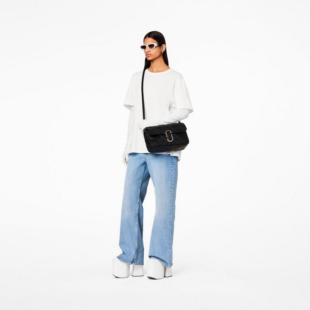 Bolsa De Hombro Marc Jacobs Acolchado Cuero J Marc Large Mujer Negros | 67284UQXZ