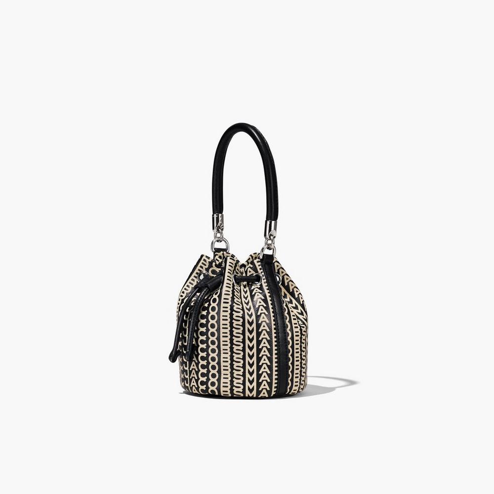 Bolso Saco Marc Jacobs Monogram Cuero Micro Mujer Negros Blancos | 15284DIKR