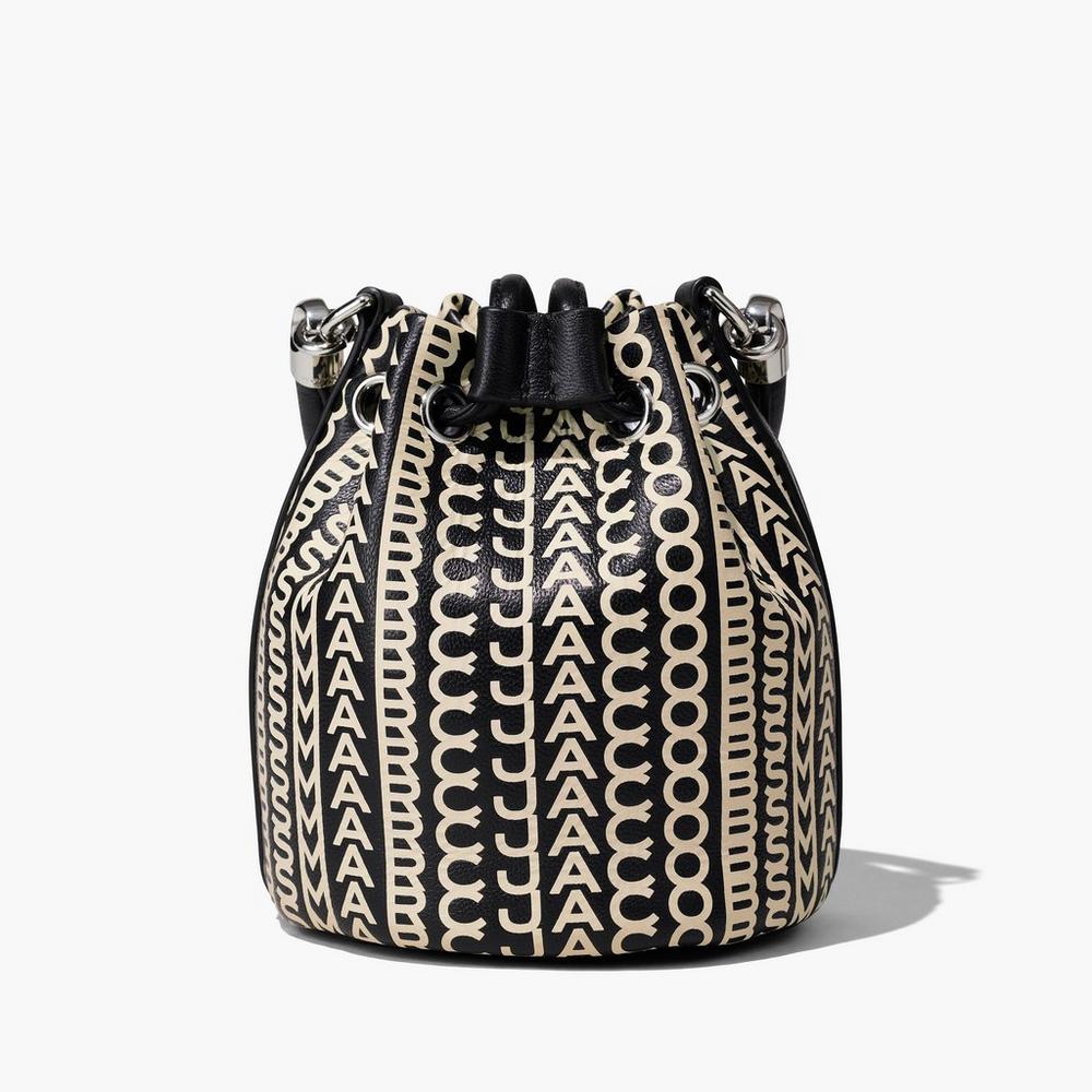 Bolso Saco Marc Jacobs Monogram Cuero Micro Mujer Negros Blancos | 15284DIKR