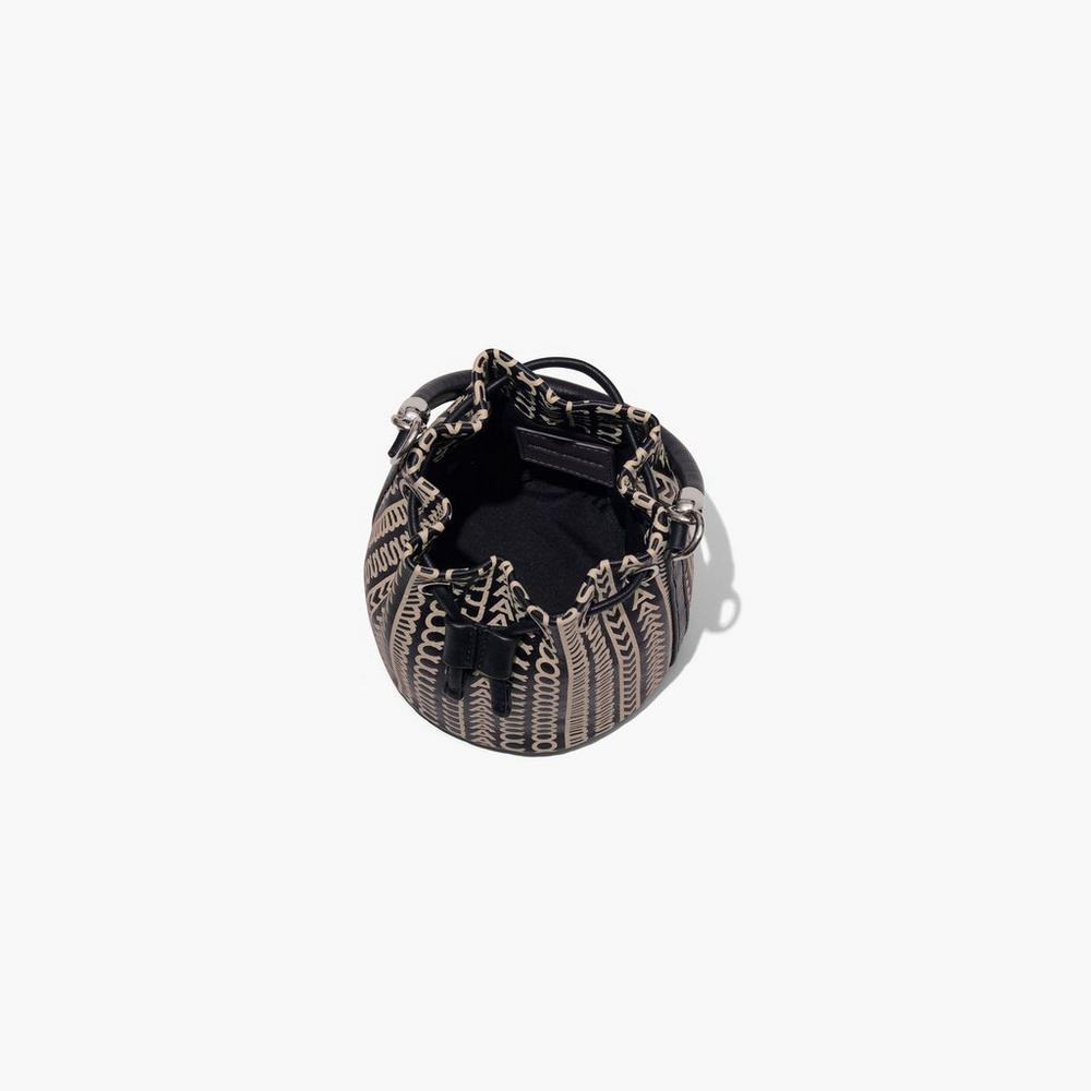 Bolso Saco Marc Jacobs Monogram Cuero Micro Mujer Negros Blancos | 15284DIKR