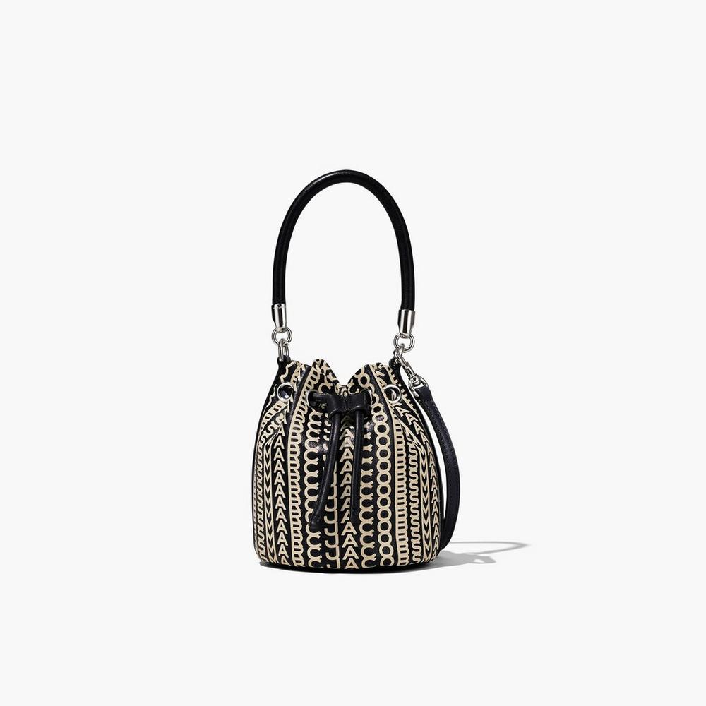 Bolso Saco Marc Jacobs Monogram Cuero Micro Mujer Negros Blancos | 15284DIKR