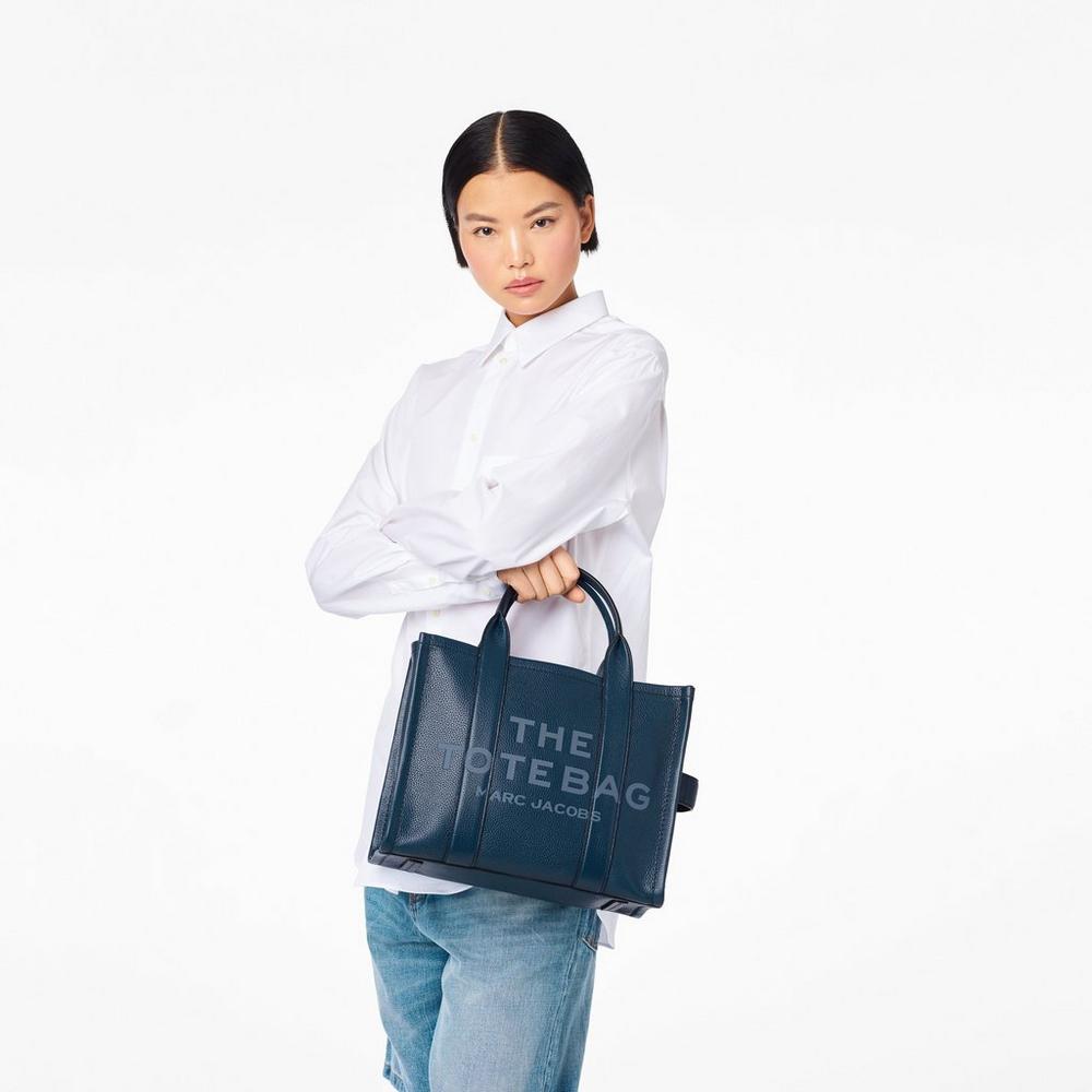 Bolso Tote Marc Jacobs Cuero Medium Mujer Azules | 41032CBWK