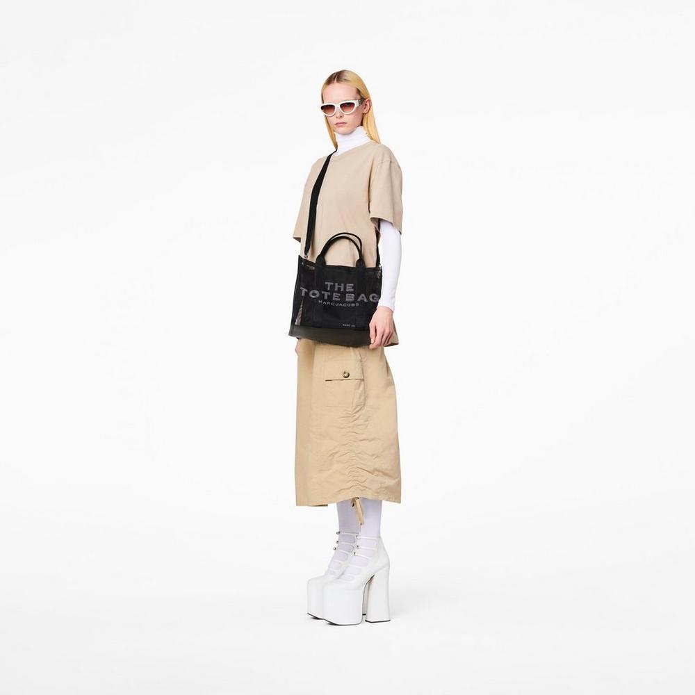 Bolso Tote Marc Jacobs Mesh Medium Mujer Negros | 70543HGFM