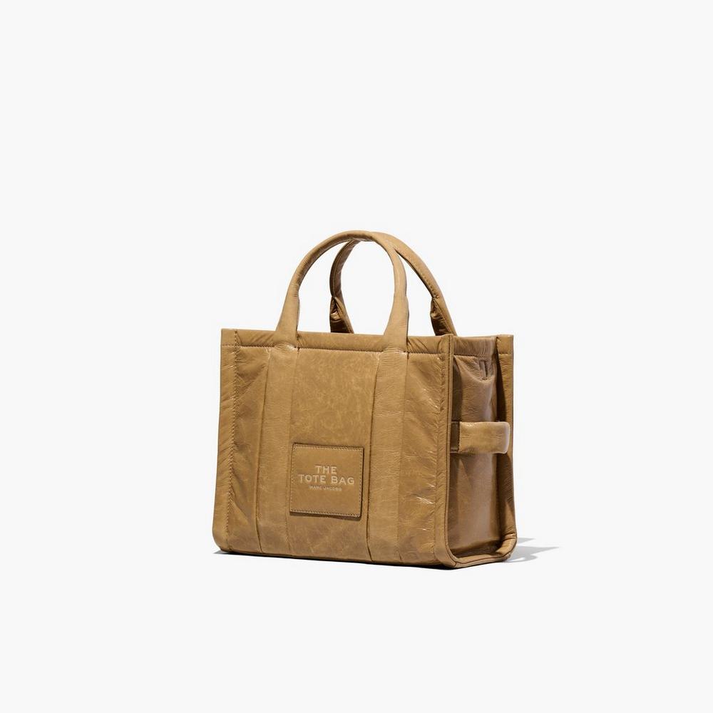 Bolso Tote Marc Jacobs Shiny Crinkle Medium Mujer Marrom Claro | 31640YTMX