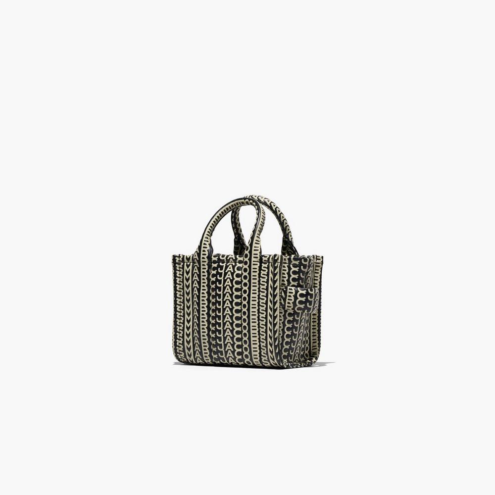 Bolsos Cruzados Marc Jacobs Monogram Cuero Micro Tote Mujer Negros Blancos | 79506CYWE