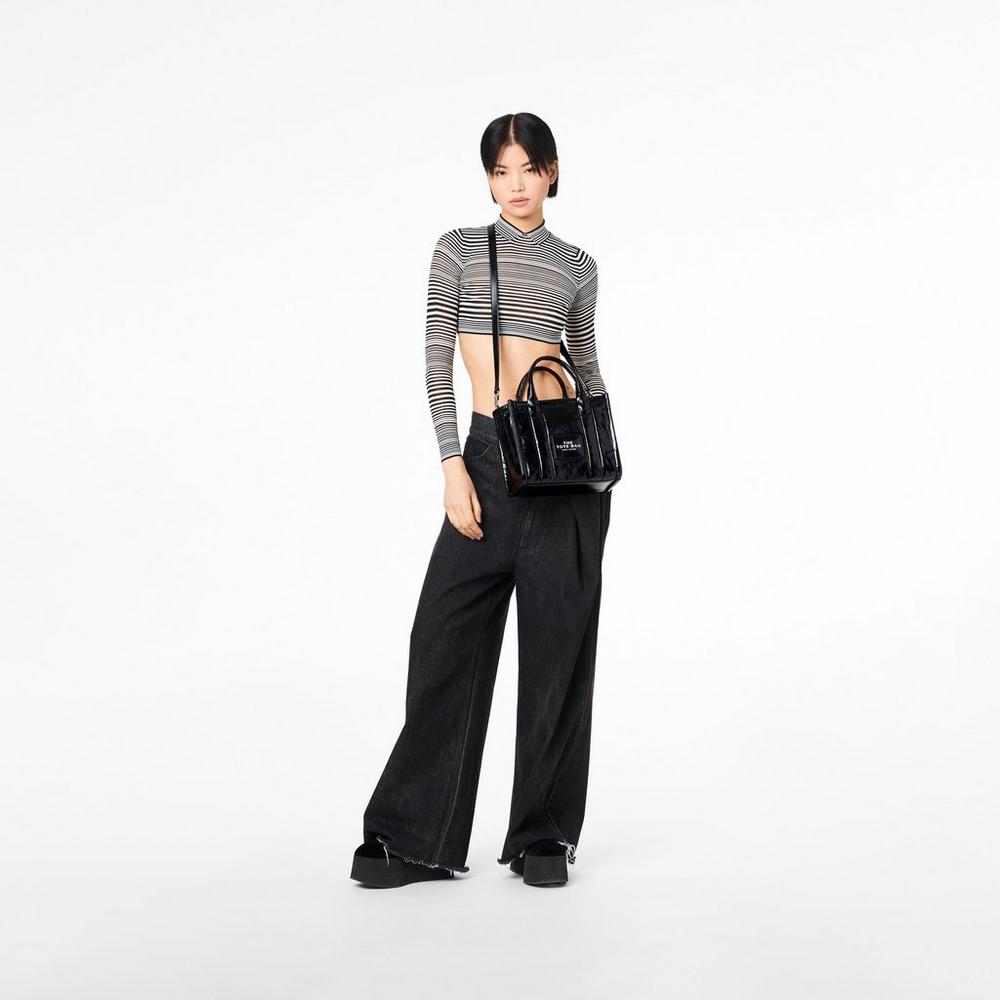 Bolsos Cruzados Marc Jacobs Shiny Crinkle Mini Tote Mujer Negros | 15942NEOY