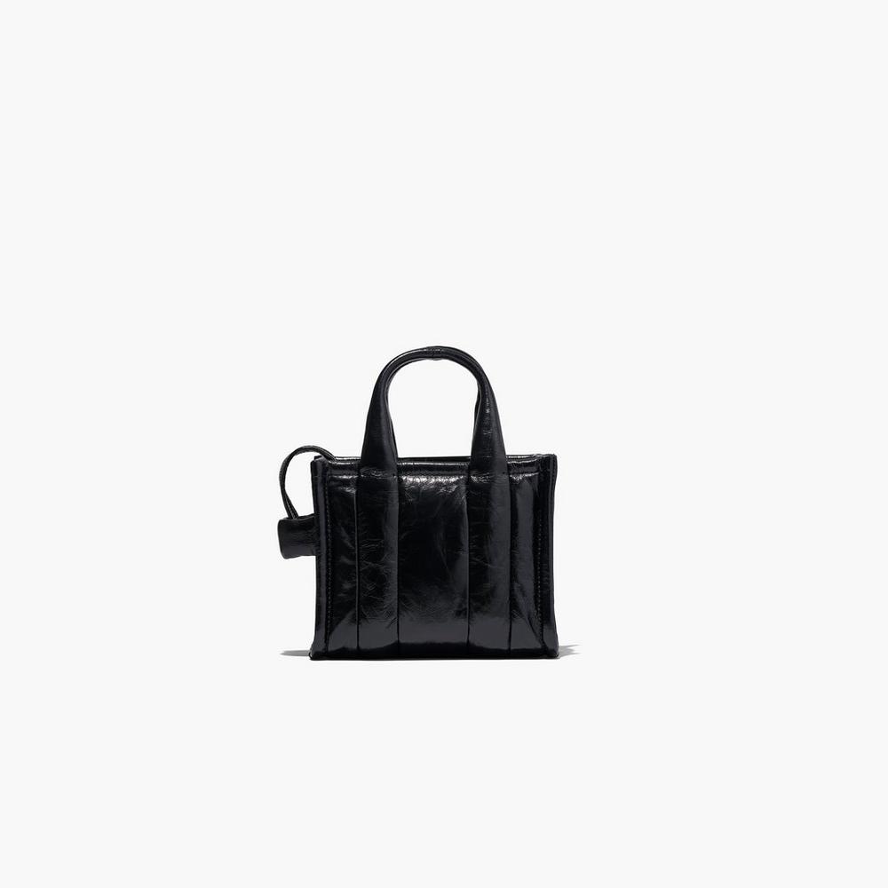 Bolsos Cruzados Marc Jacobs Shiny Crinkle Micro Tote Mujer Negros | 76230GRLA