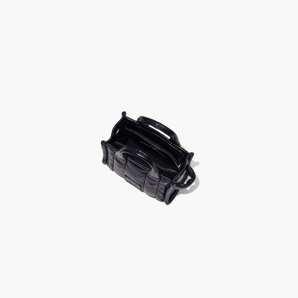 Bolsos Cruzados Marc Jacobs Shiny Crinkle Micro Tote Mujer Negros | 76230GRLA