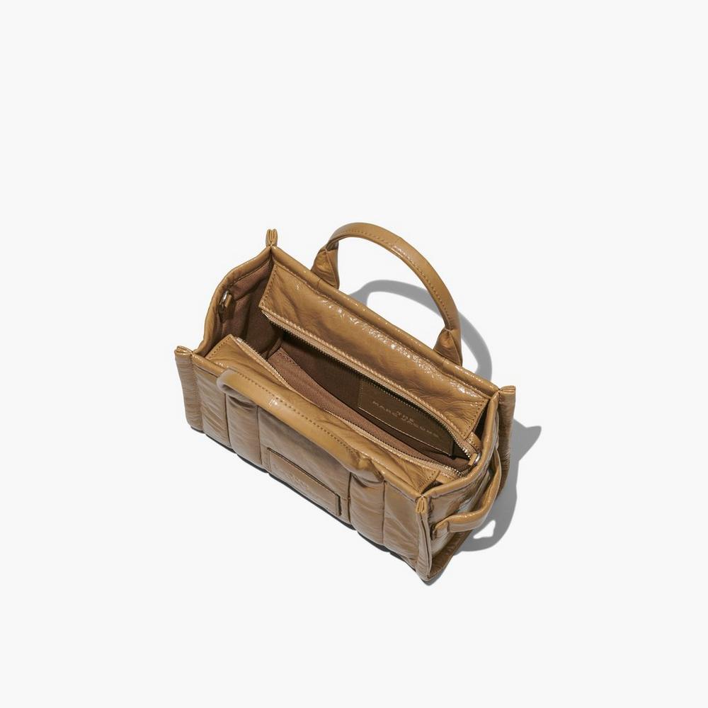 Bolsos Mini Marc Jacobs Shiny Crinkle Mini Tote Mujer Marrom Claro | 68013ZYNG