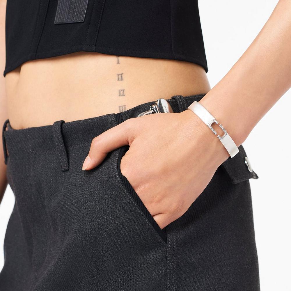 Brazaletes Marc Jacobs J Marc Crystal Mujer Plateados | 04958GWZI