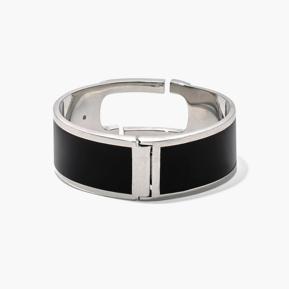 Brazaletes Marc Jacobs J Marc Large Hinge Mujer Negros Plateados | 13570SHVI