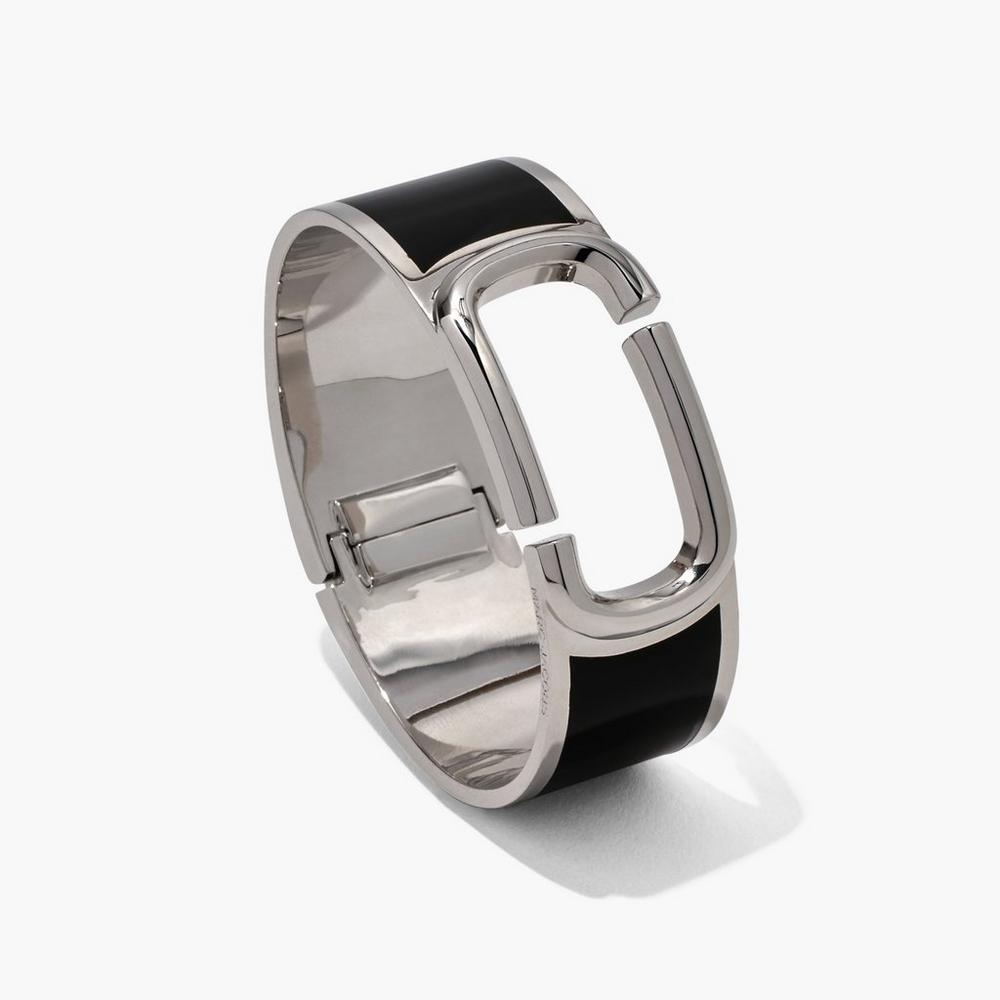 Brazaletes Marc Jacobs J Marc Large Hinge Mujer Negros Plateados | 13570SHVI