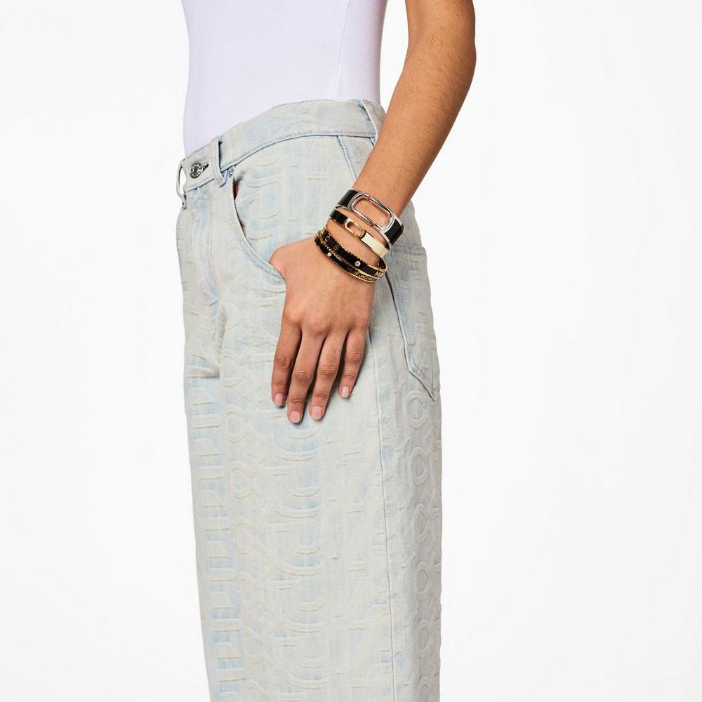 Brazaletes Marc Jacobs J Marc Large Hinge Mujer Negros Plateados | 13570SHVI