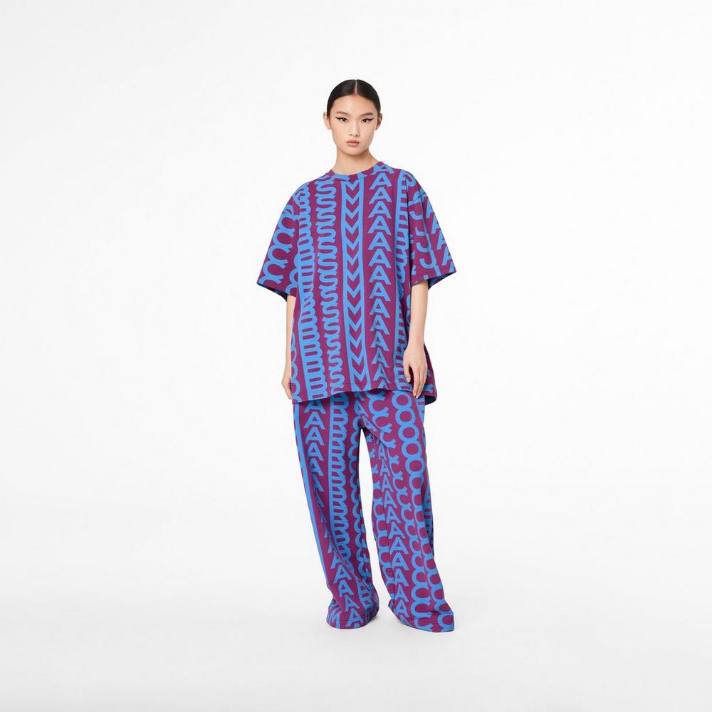 Camiseta Marc Jacobs Monogram Big T-Shirt Mujer Morados Azules | 23457RIJS