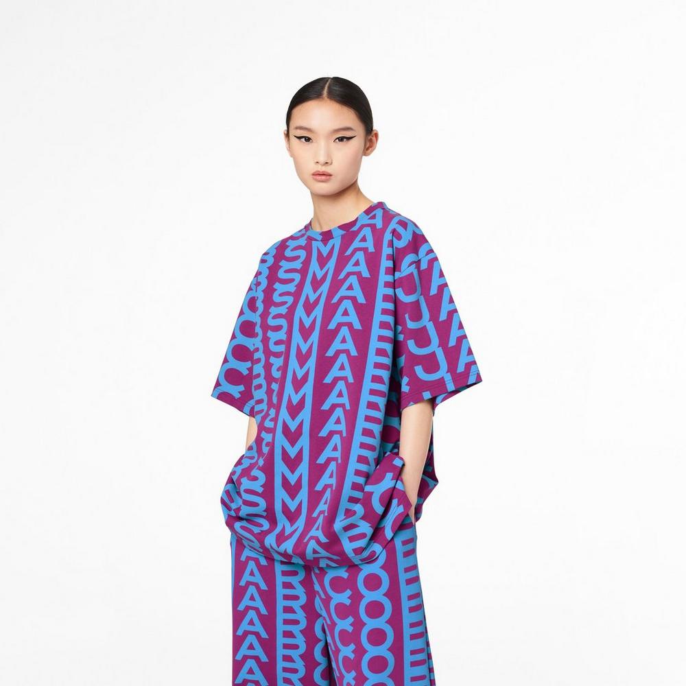 Camiseta Marc Jacobs Monogram Big T-Shirt Mujer Morados Azules | 23457RIJS