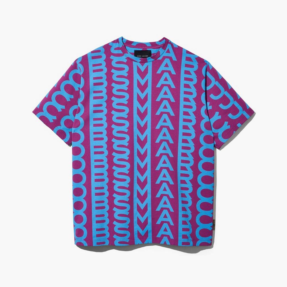 Camiseta Marc Jacobs Monogram Big T-Shirt Mujer Morados Azules | 23457RIJS