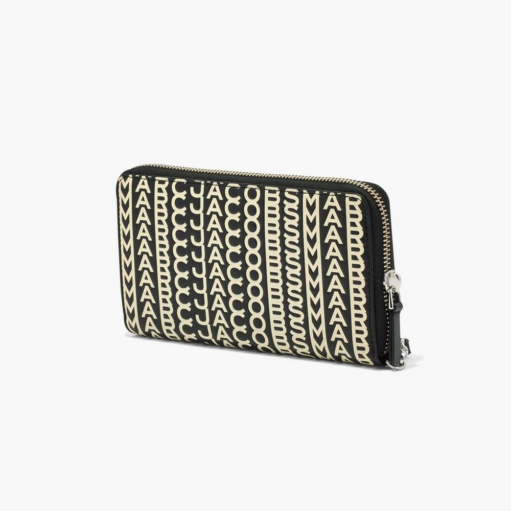 Carteras Grandes Marc Jacobs Monogram Cuero Continental Wristlet Mujer Negros Blancos | 37459LAWV