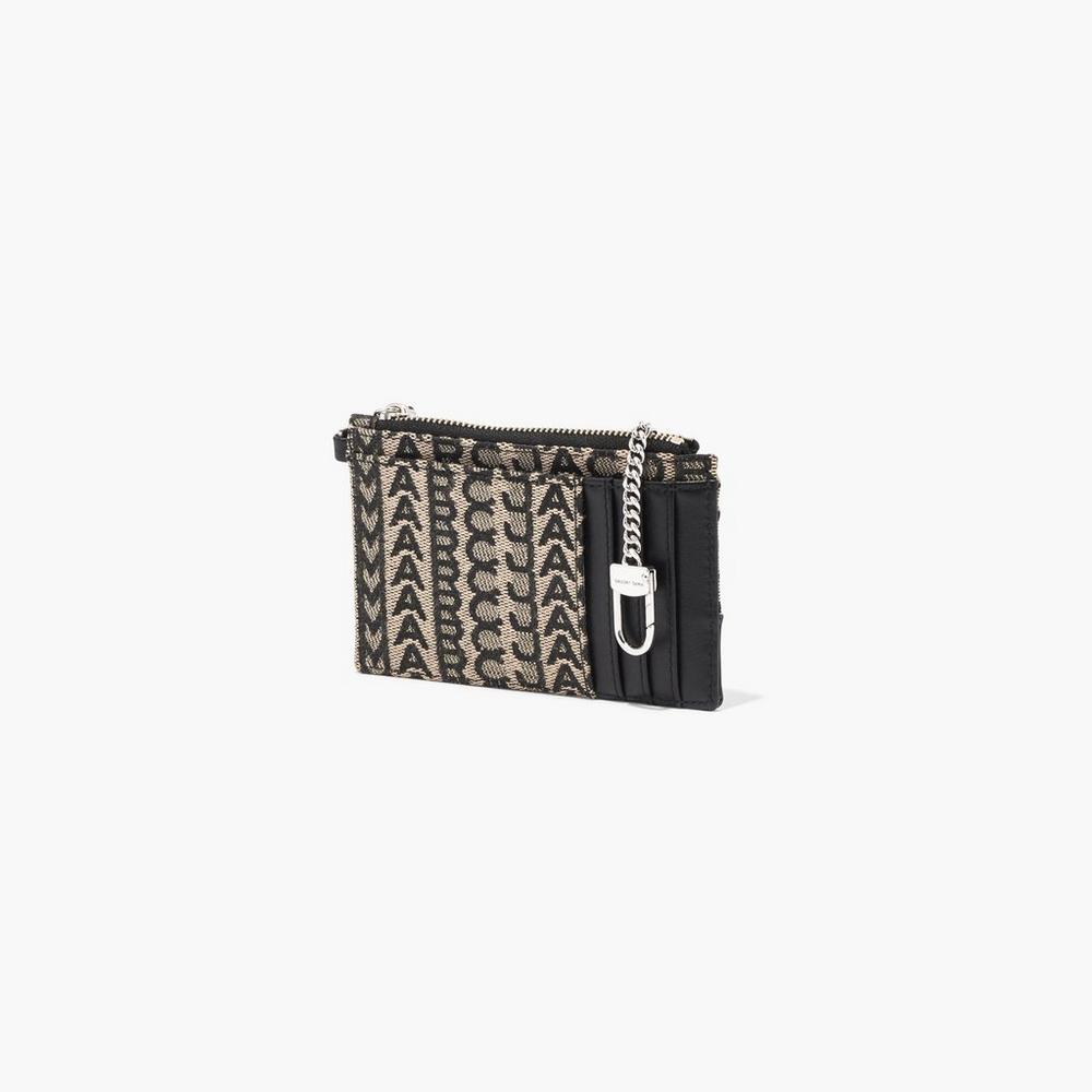 Carteras Pequeñas Marc Jacobs Monogram Top Zip Wristlet Mujer Beige Multicolor | 37142LJZS