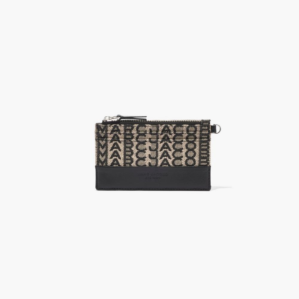 Carteras Pequeñas Marc Jacobs Monogram Top Zip Wristlet Mujer Beige Multicolor | 37142LJZS