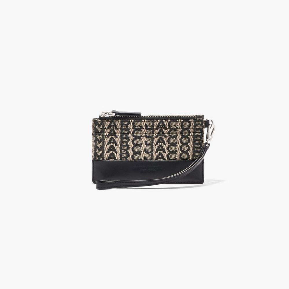 Carteras Pequeñas Marc Jacobs Monogram Top Zip Wristlet Mujer Beige Multicolor | 37142LJZS