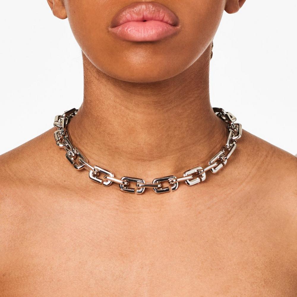 Collar Marc Jacobs J Marc Chain Link Mujer Plateados | 56470MVOF