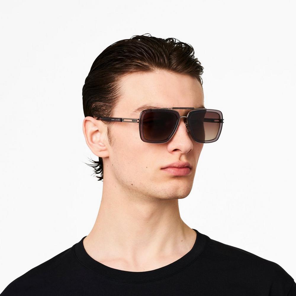 Lentes De Sol Marc Jacobs Icon Square Pilot Mujer Grises | 90843ZBFJ