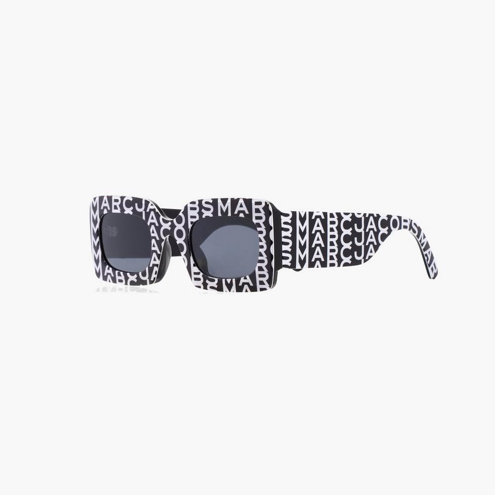 Lentes De Sol Marc Jacobs Monogram Rectangular Mujer Negros Blancos | 04382QBWY