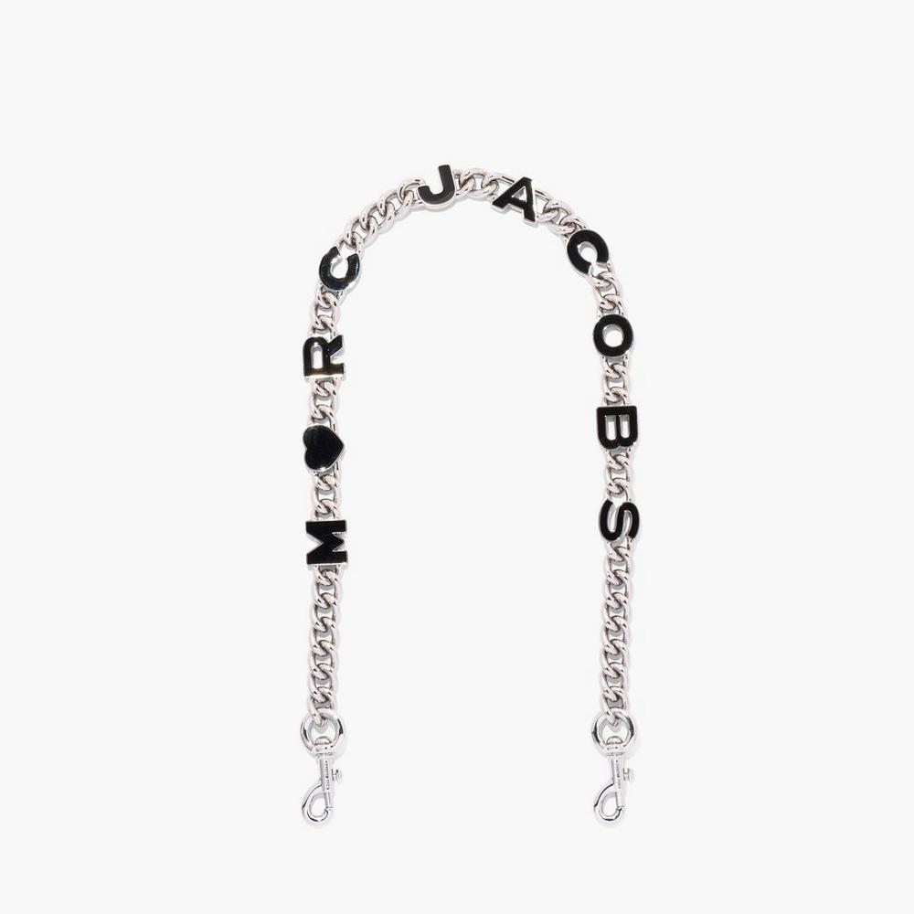Strap Marc Jacobs Heart Charm Chain Shoulder Mujer Negros Plateados | 36507TDCX