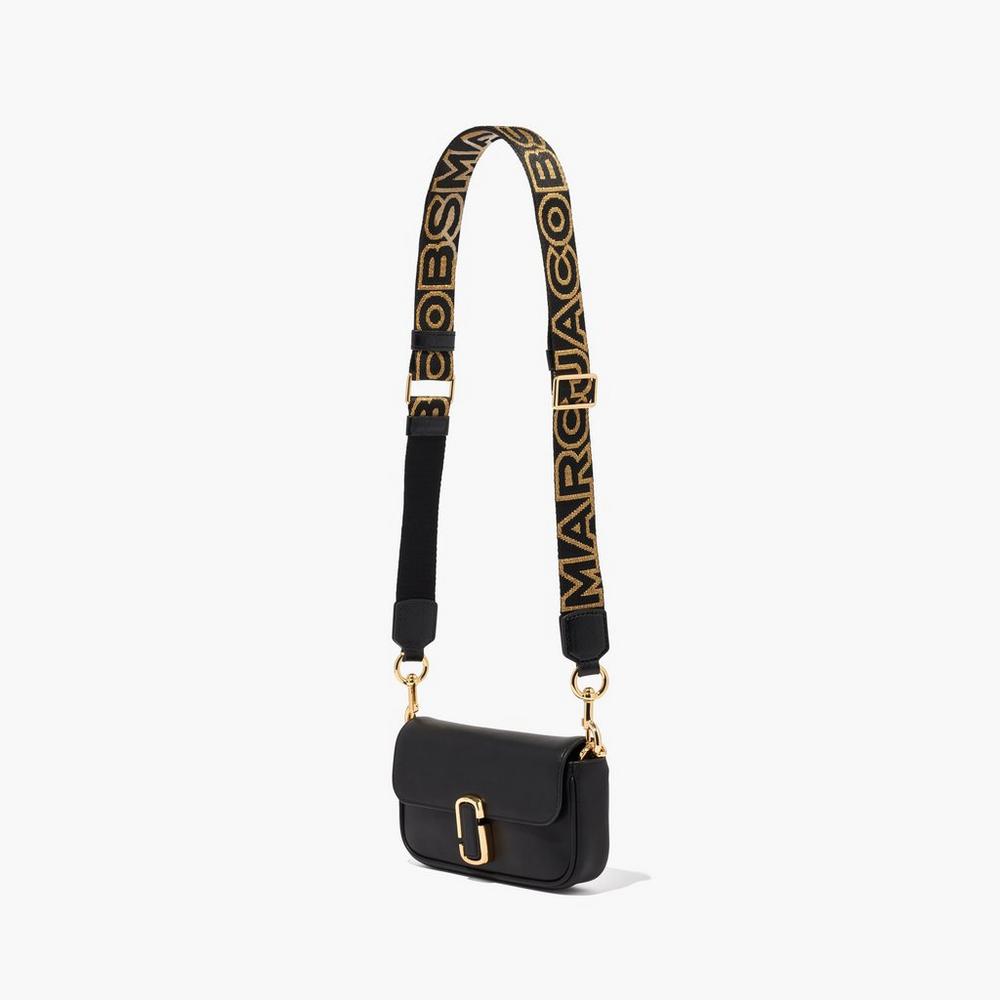 Strap Marc Jacobs Thin Outline Logo Webbing Mujer Negros Dorados | 05781NKHU