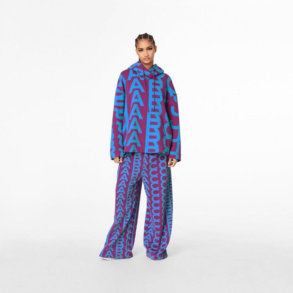 Sudadera Con Capucha Marc Jacobs Monogram Oversized Mujer Morados Azules | 70193LTSX