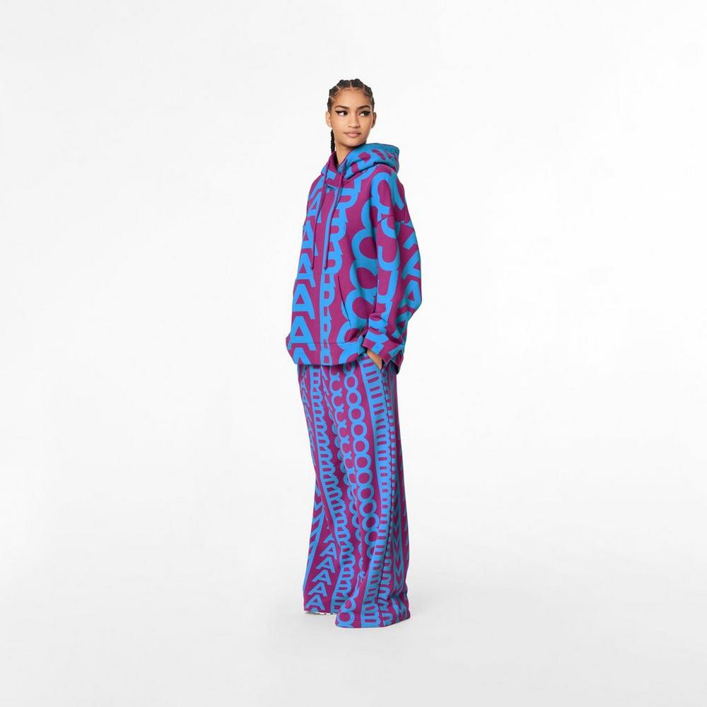 Sudadera Con Capucha Marc Jacobs Monogram Oversized Mujer Morados Azules | 70193LTSX