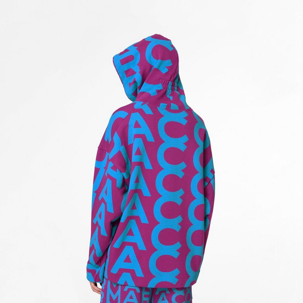 Sudadera Con Capucha Marc Jacobs Monogram Oversized Mujer Morados Azules | 70193LTSX