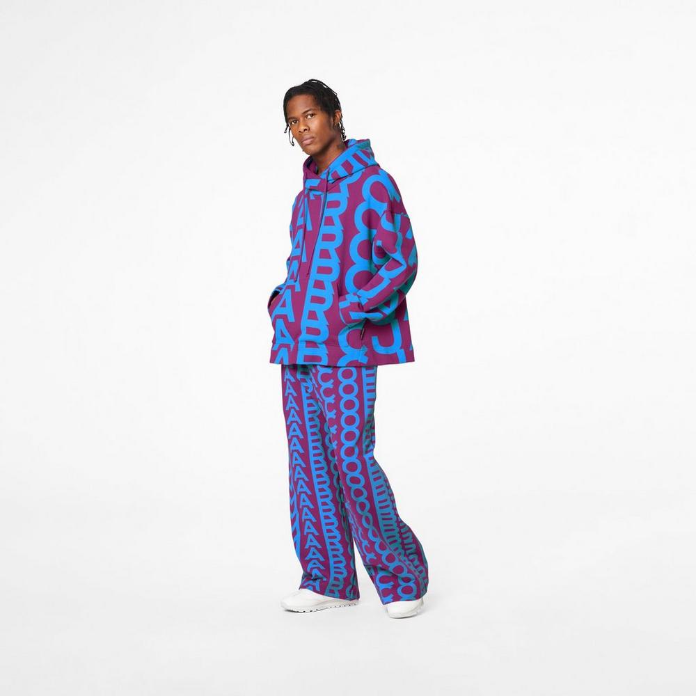 Sudadera Con Capucha Marc Jacobs Monogram Oversized Mujer Morados Azules | 70193LTSX