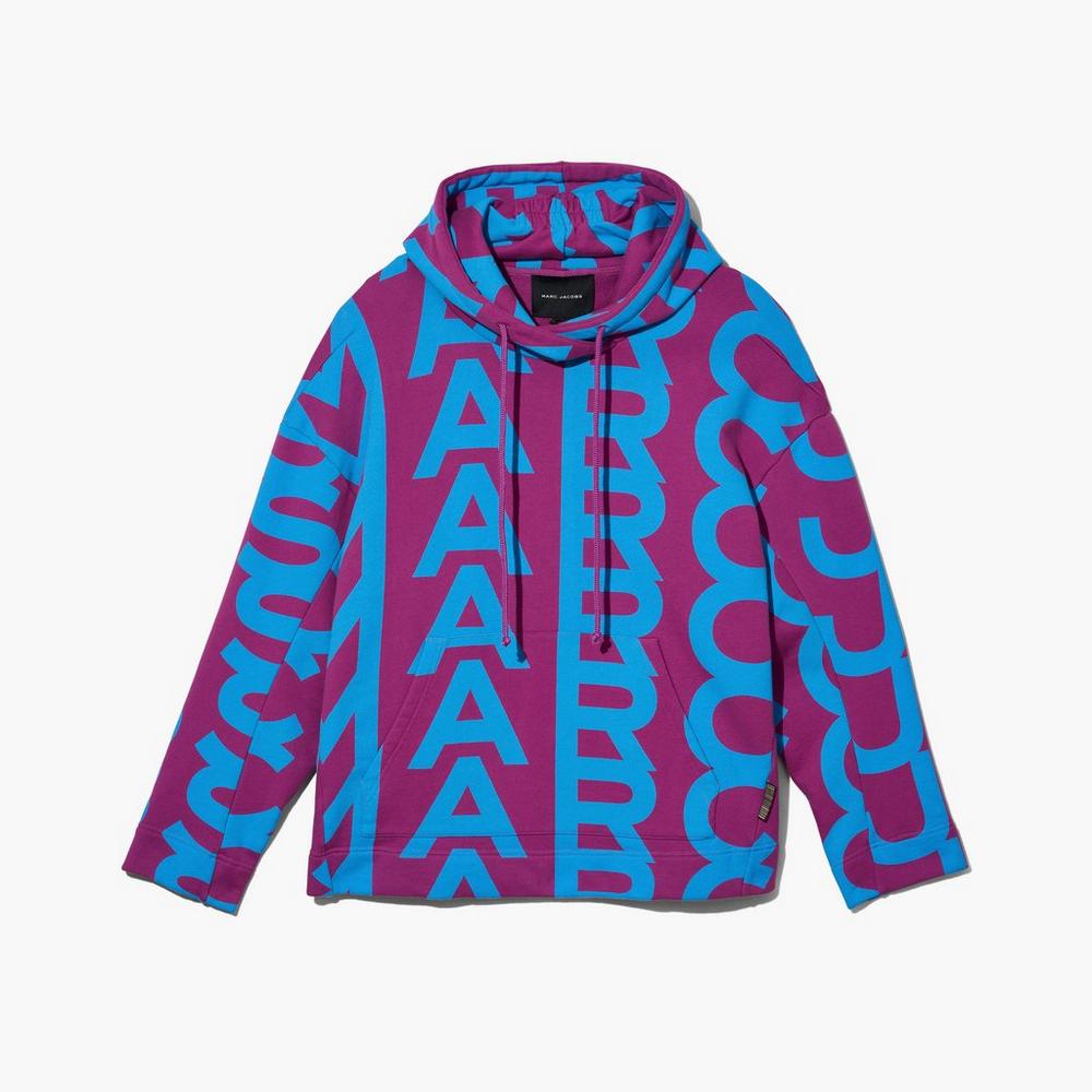 Sudadera Con Capucha Marc Jacobs Monogram Oversized Mujer Morados Azules | 70193LTSX