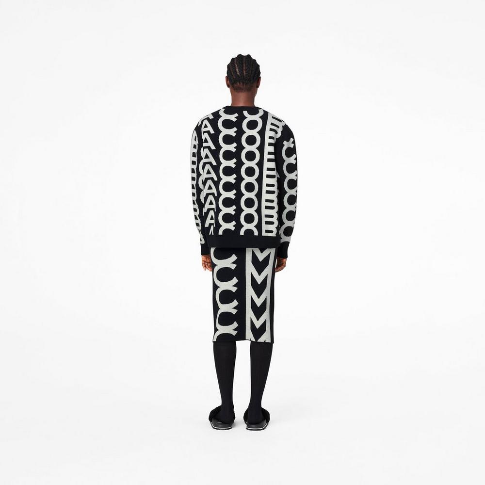 Suéteres Marc Jacobs Monogram Oversized Crewneck Mujer Negros | 72561MGPE