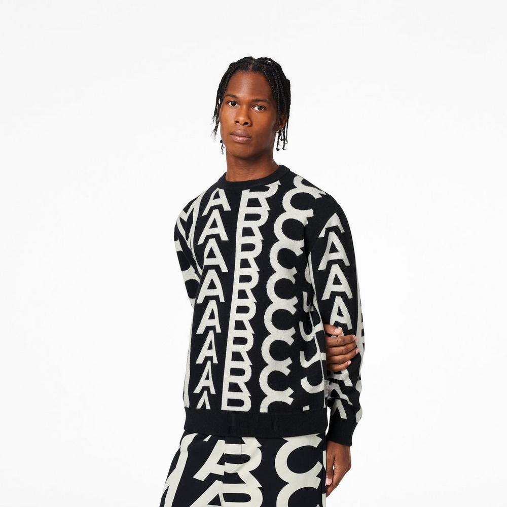Suéteres Marc Jacobs Monogram Oversized Crewneck Mujer Negros | 72561MGPE