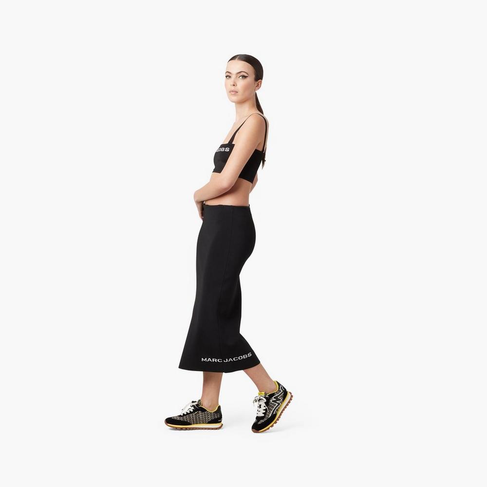Tenis Marc Jacobs Monogram Jogger Mujer Negros Amarillos | 61730BAPH