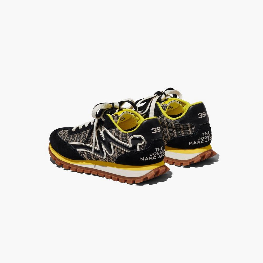 Tenis Marc Jacobs Monogram Jogger Mujer Negros Amarillos | 61730BAPH