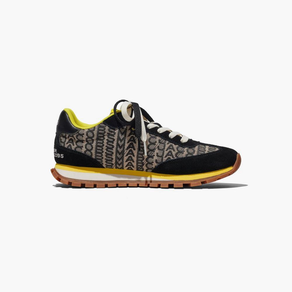 Tenis Marc Jacobs Monogram Jogger Mujer Negros Amarillos | 61730BAPH