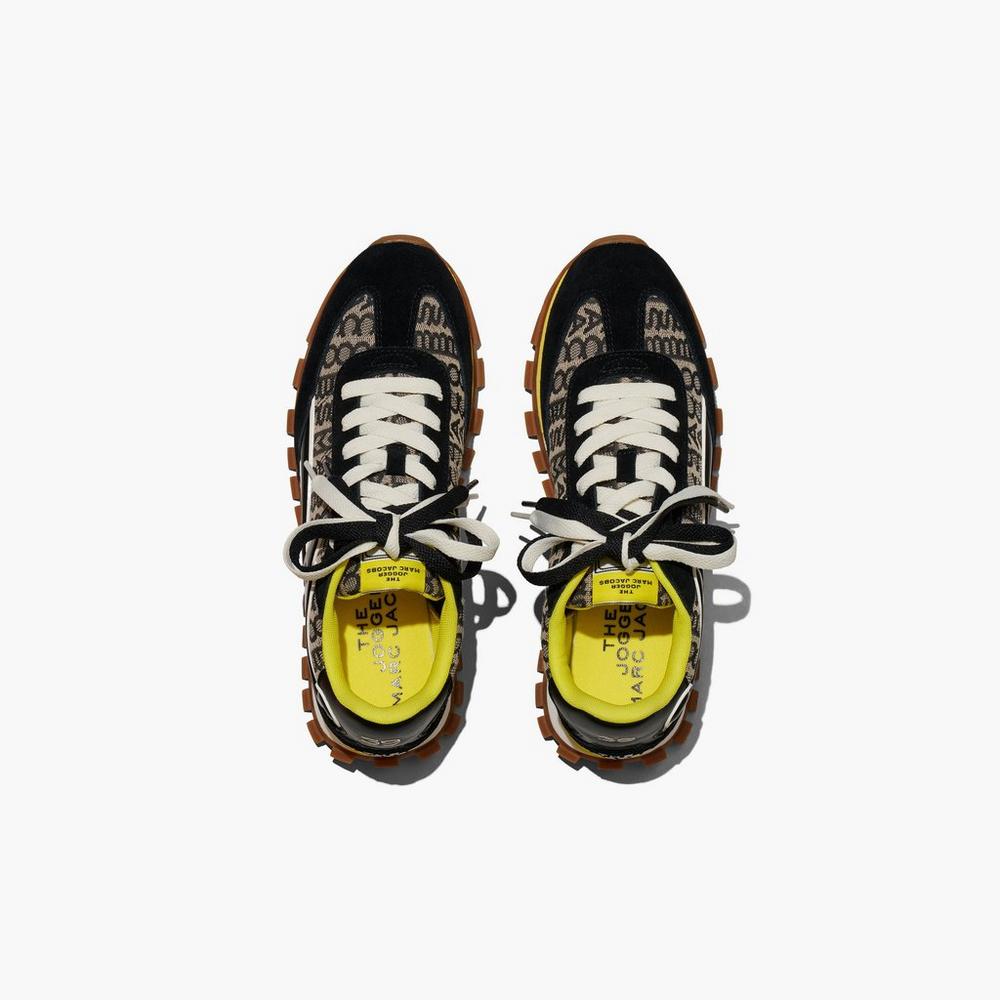 Tenis Marc Jacobs Monogram Jogger Mujer Negros Amarillos | 61730BAPH