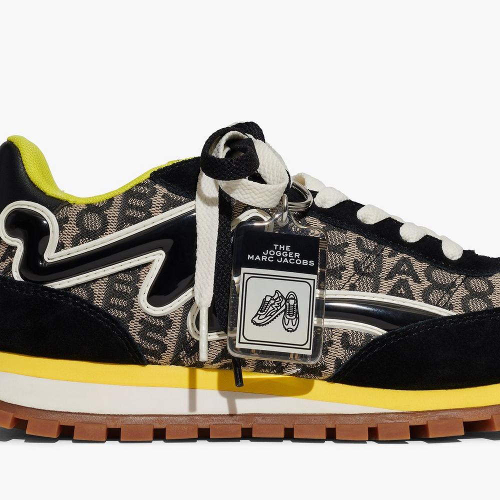 Tenis Marc Jacobs Monogram Jogger Mujer Negros Amarillos | 61730BAPH