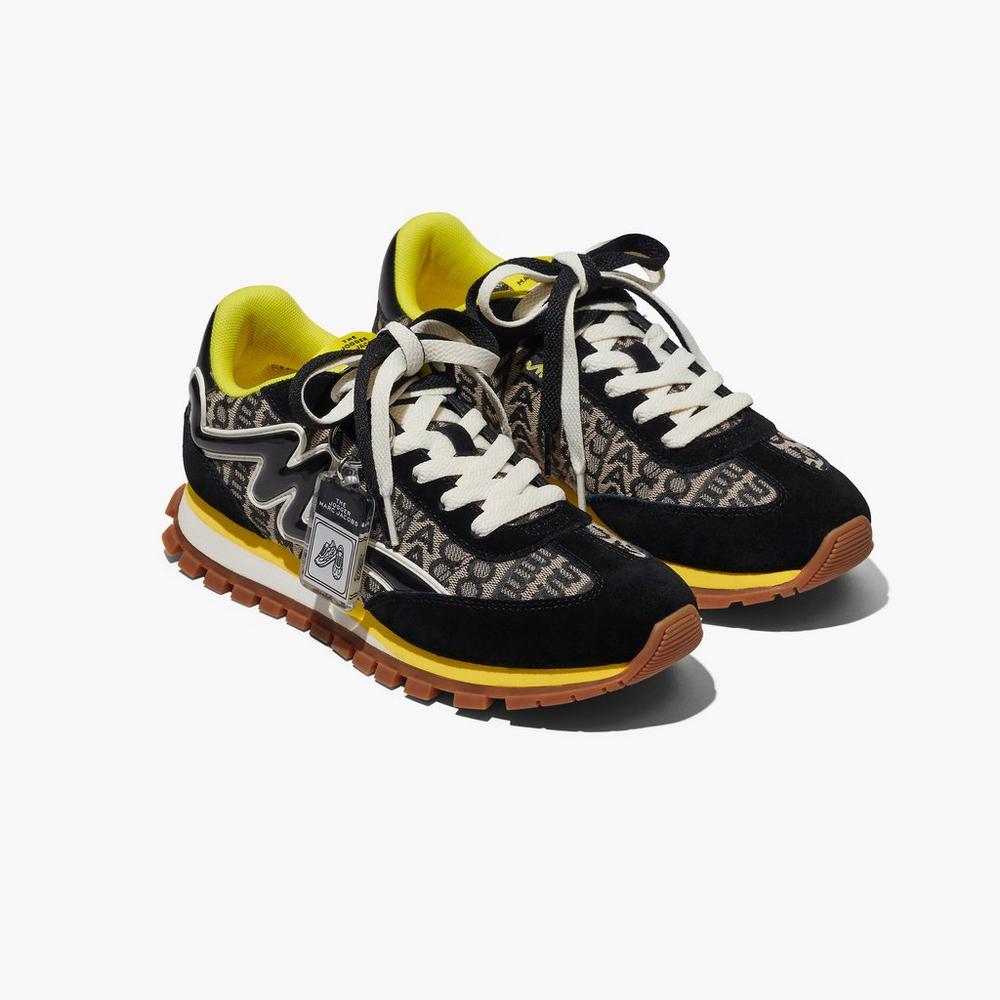 Tenis Marc Jacobs Monogram Jogger Mujer Negros Amarillos | 61730BAPH